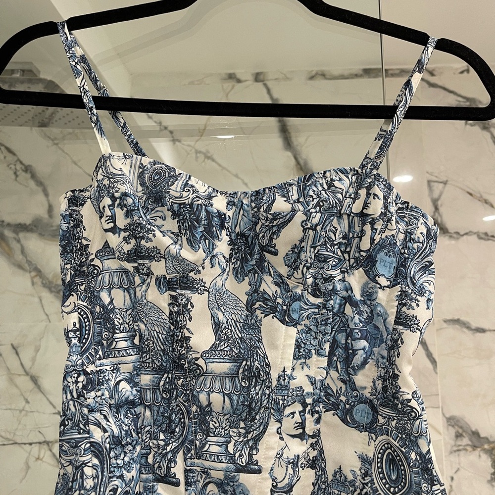 PrettyLittleThing Blue and White Fitted Camisole